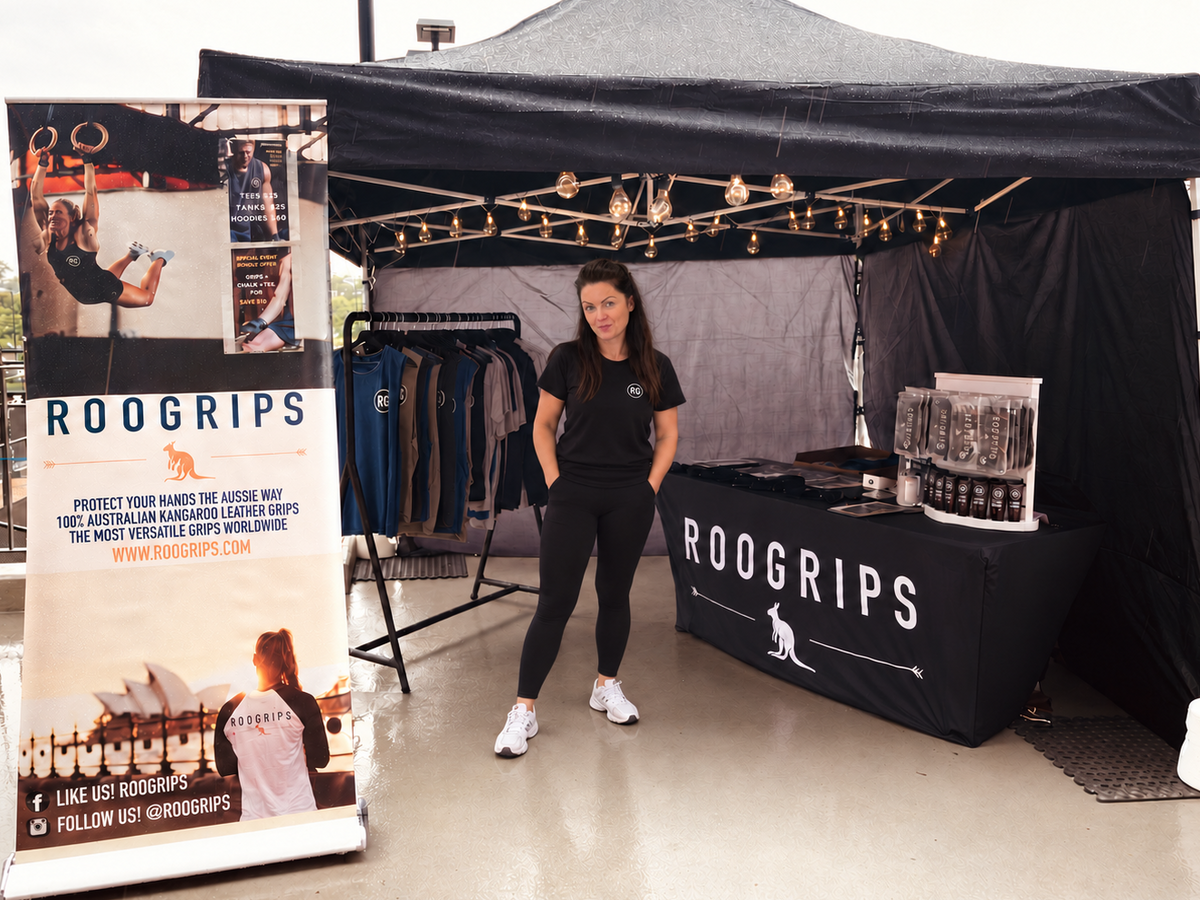Cristalle at a RooGrips event stand